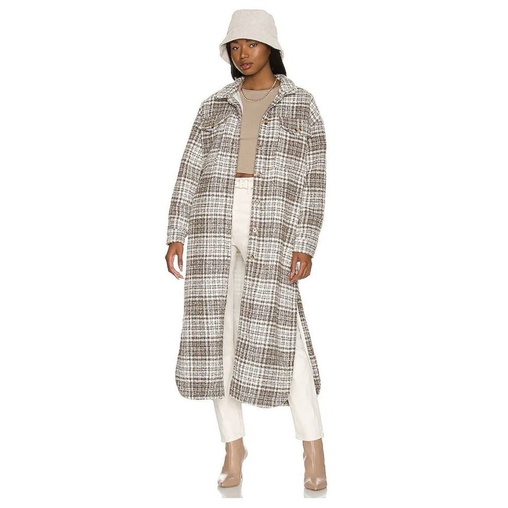 REVOLVE *THE LABEL Hayley Beige Tweed Plaid Jacket Women's Size Small NWT $150